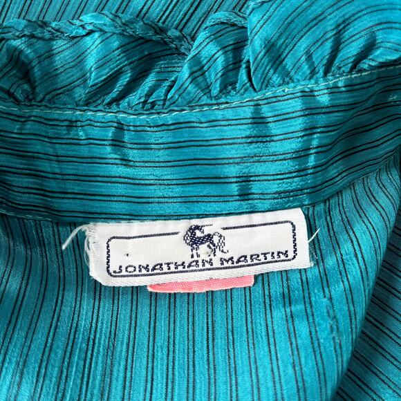 Vtg 80s Jonathan Martin Ruffle Neck Womens Top Sz 11/12 Coquette Secretary Retro - Picture 10 of 13
